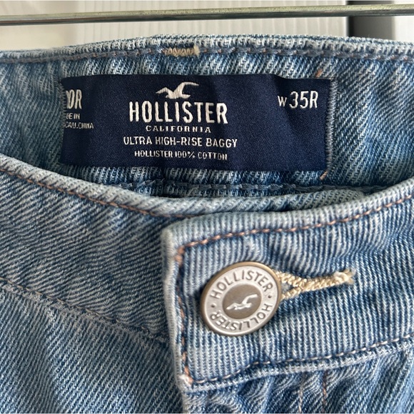 NWT Hollister Ultra High-rise Baggy Denim Jeans waist 20 20R/W35 - Picture 3 of 7